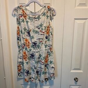 Lg Old Navy linen-blend Hawaiian Print shorts Romper - Multicolor